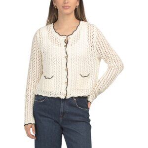 GEMMA+ JANE Scallop Edge Open Stitch Cardigan